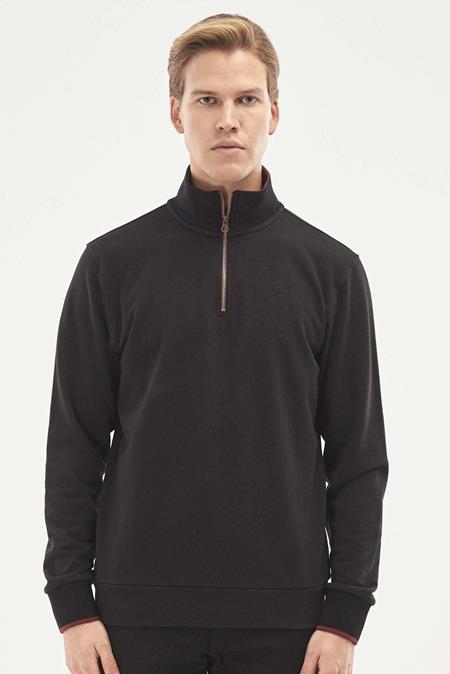Sweatshirt With Stand Up Collar Black