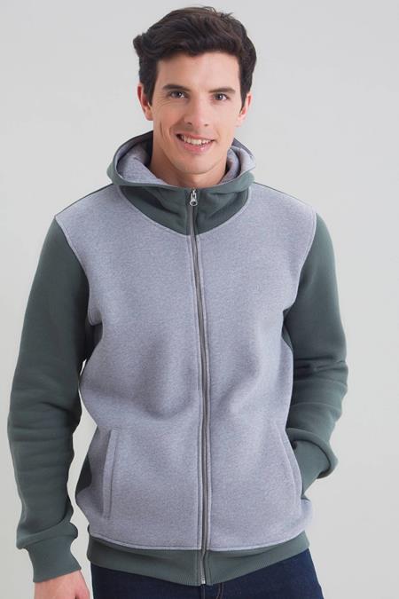 Hooded Sweat Jacket With Contrast Sleeves