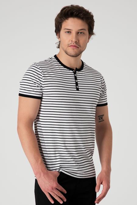 T-Shirt Striped Henley