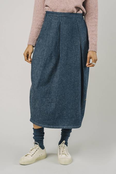 Pleated Skirt Midi Indigo