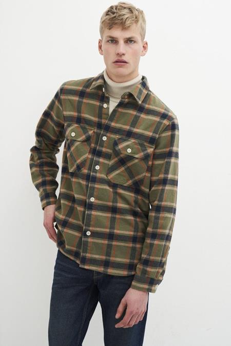 Andrew Checked Overshirt Army Green