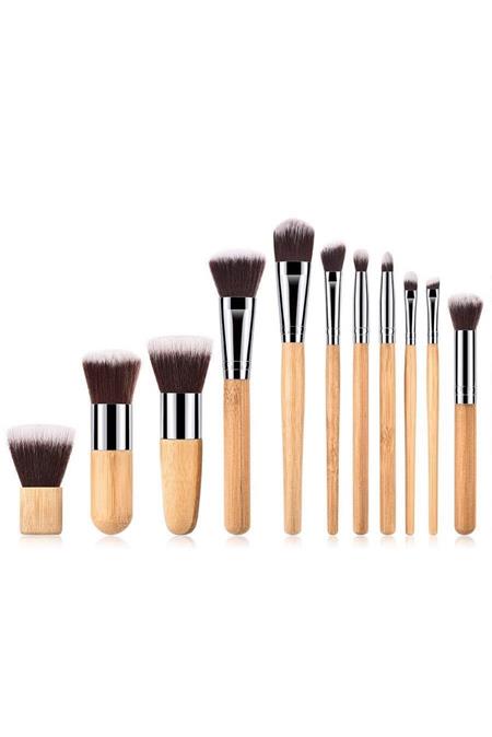 Make-Up Brush Set Bamboo Silver