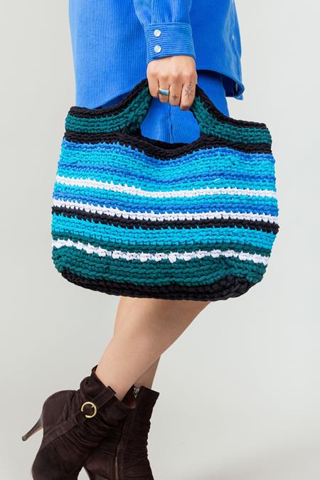 Aina Upcycled Crochet Handbag Turquoise