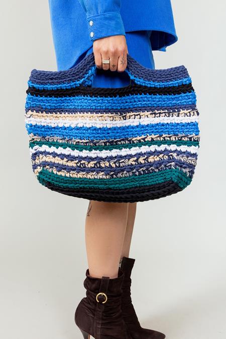 Aina Upcycled Crochet Handbag Blue