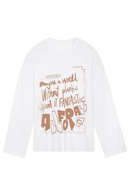 "no Plastic" Long Sleeve In Weiß Off-White
