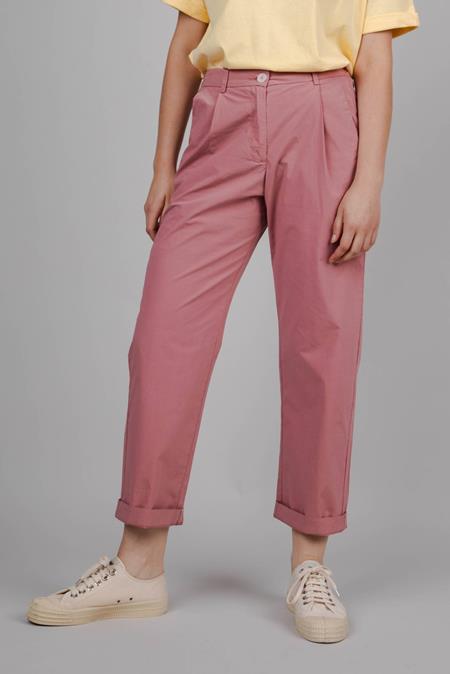 Chino Pants Elastic Pleated Dusty Pink