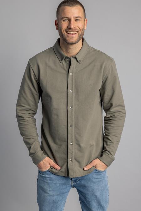 Overhemd Jersey Oud Olijfgroen