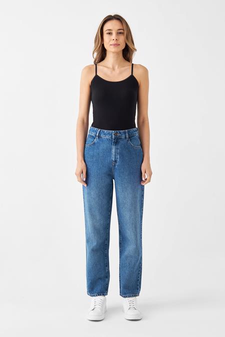 Jeans Wide Straight Non-Stretch Minimal Medium Blue