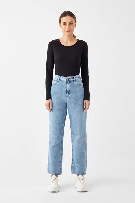 Jeans Wide Straight Non-Stretch Minimal Light Blue