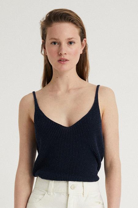 Knitted Top Navy Blue