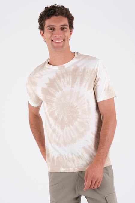 T-Shirt Mit Tie-Dye Effekt Feder Grau