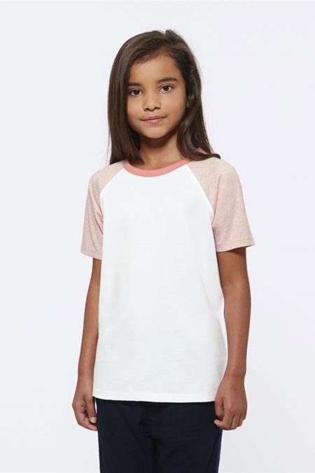 T-Shirt Raglan Wit & Roze