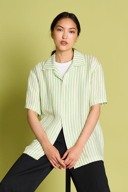 Shirt Gent Matcha Green & White Striped