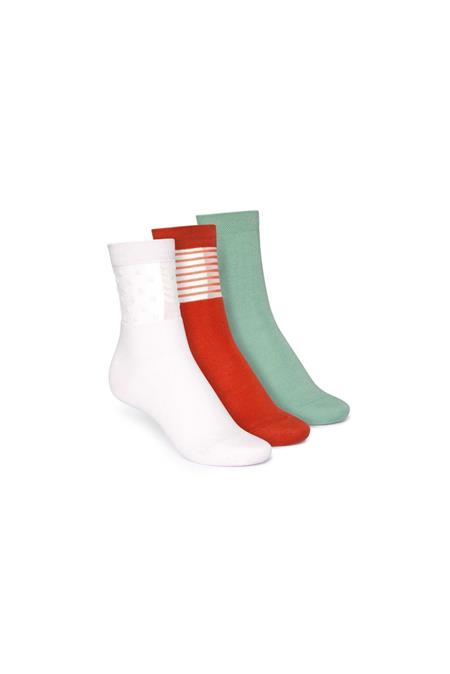Mid Socks 3 Pack Cabbage/Tangerine Stripes/Marshmallow Dots Cabbage/Tangerine Stripes/Marshmallow Dots