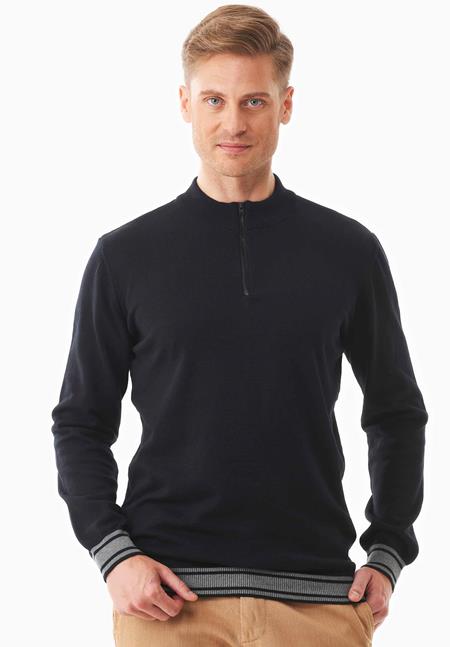 Sweater Troyer Collar Organic Cotton Black