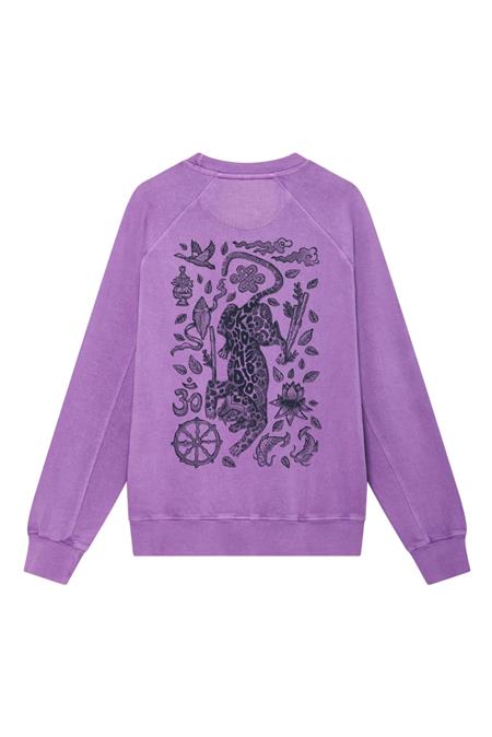 Sweater Nepali Leopard Gots Organic Cotton Back Print Lilac