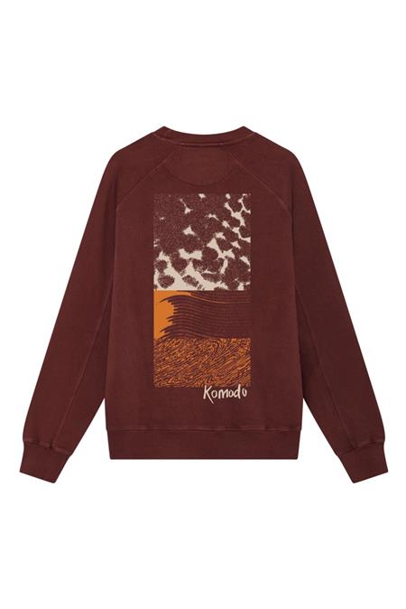Sweater Block Texture Gots Organic Cotton Back Print Red