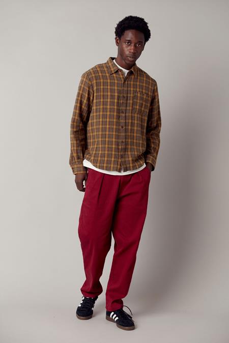 Trouser Bowie Loose Fit Organic Cotton Twill Wine Red