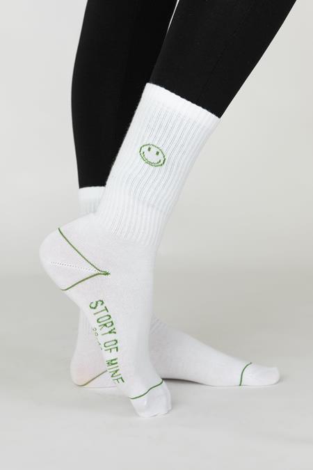 Socks Smiley White & Green