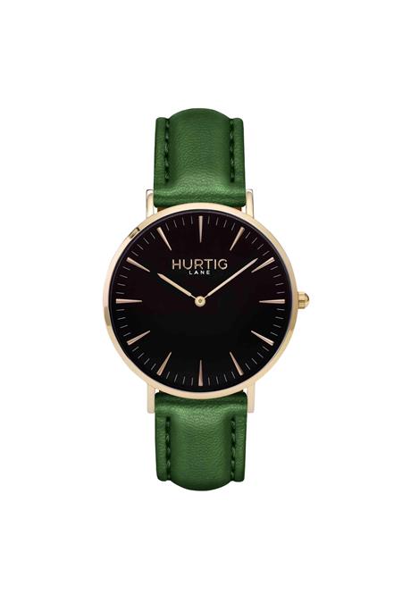 Horloge Mykonos Cactusleer Goud, Zwart En Groen