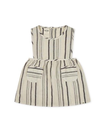 Pinafore Dress Nora Cream Striped 1