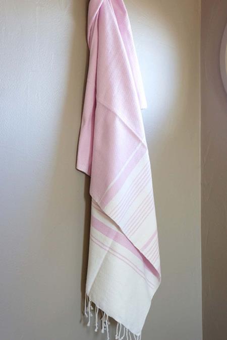 Hammam Towel Sand Cream & Light Pink