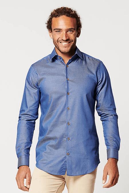 Overhemd Slim Fit Circulair Donkerblauw