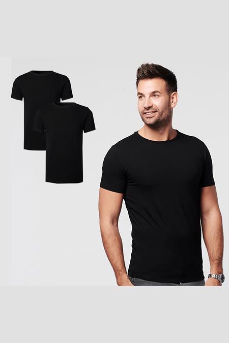 T-Shirt Round Neck 2-Pack Black