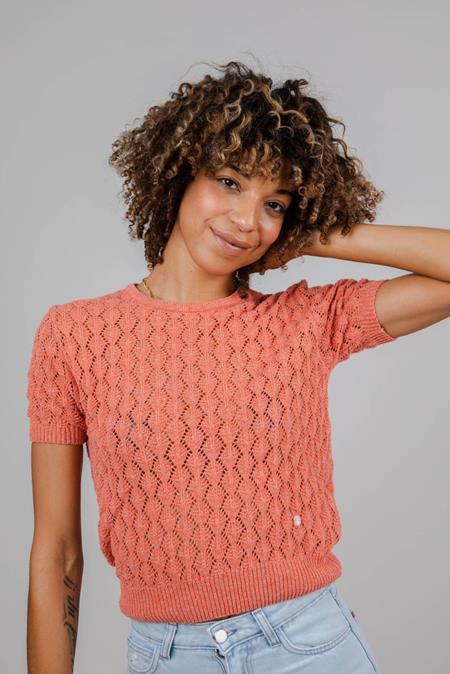 T-Shirt Lace Knitted Pomelo Light Red