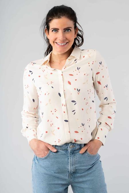 Blouse Mees Grafisch Creme