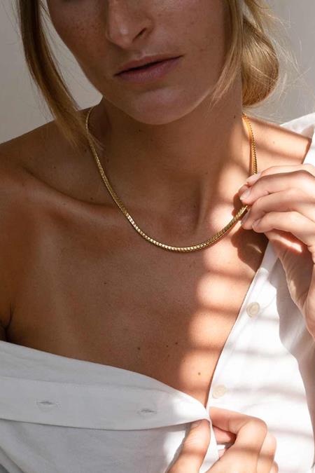 Necklace Elegant Flat Plate Gold