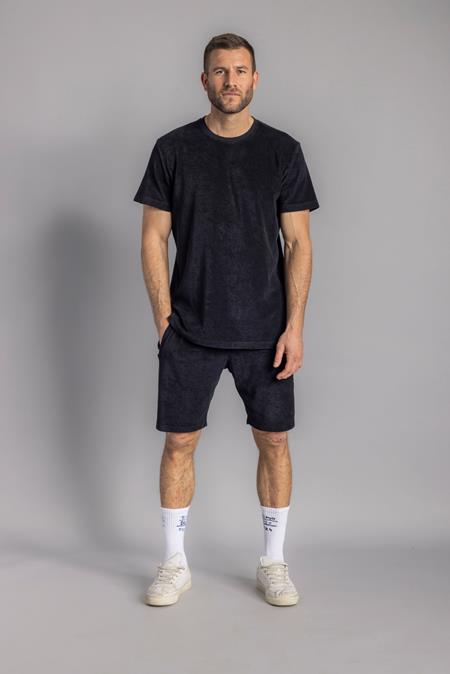 T-Shirt & Shorts Frottee-Set Schwarz