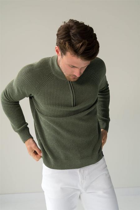 Zip Pullover Grün