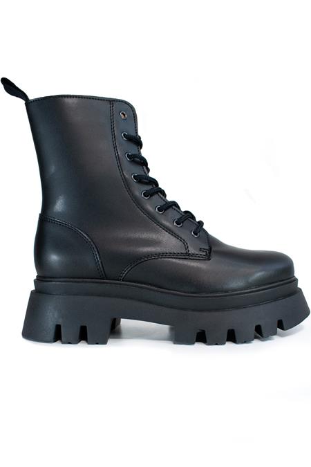 Lace Up Boots Track Sole 8-Eye Black
