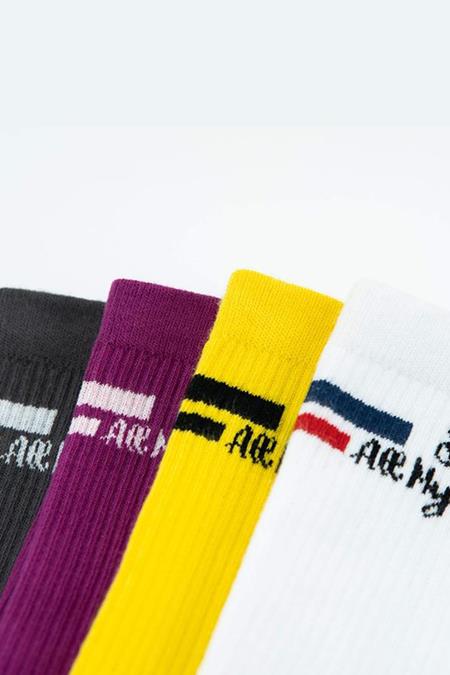 4-Pack Socks Purple Yellow Grey White