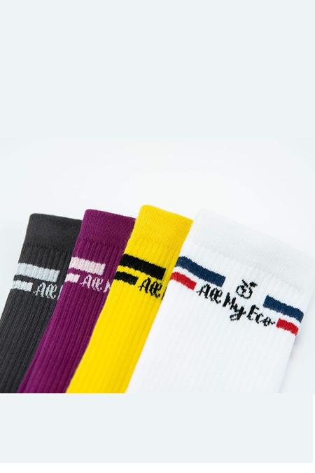 4-Pack Socks Purple Yellow Grey White