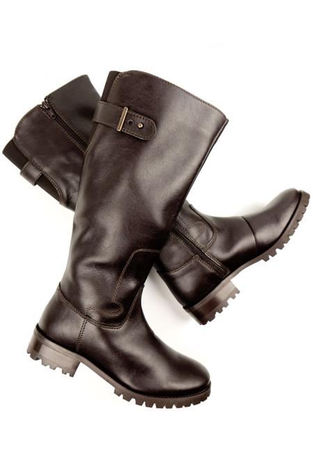 Boots Knee Length Deep Tread Dark Brown