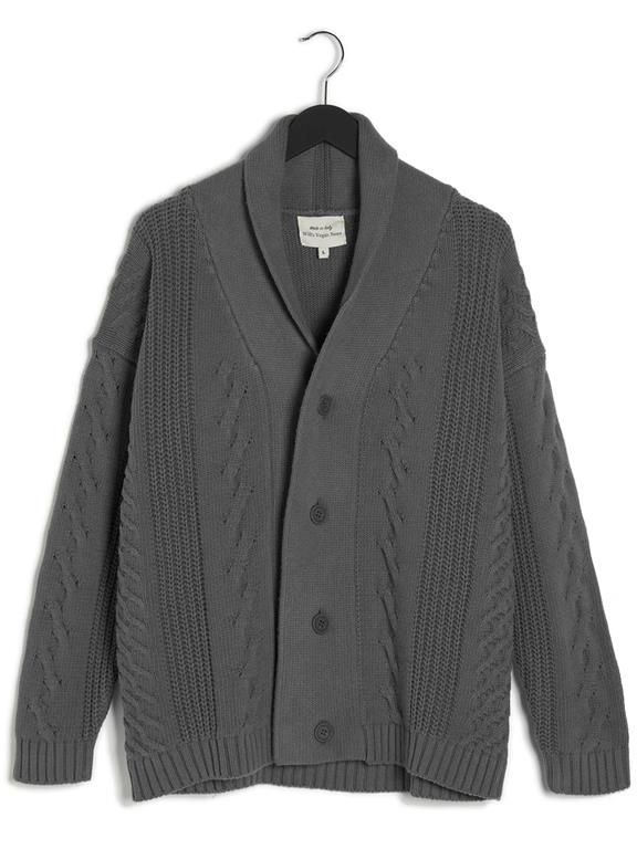 Men's Cardigan Chunky Button Up Grey from Shop Like You Give a Damn