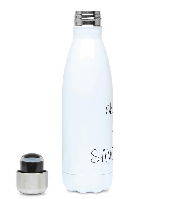 500ml Water Bottle - Skip A Straw, Save A Turtle - White 1