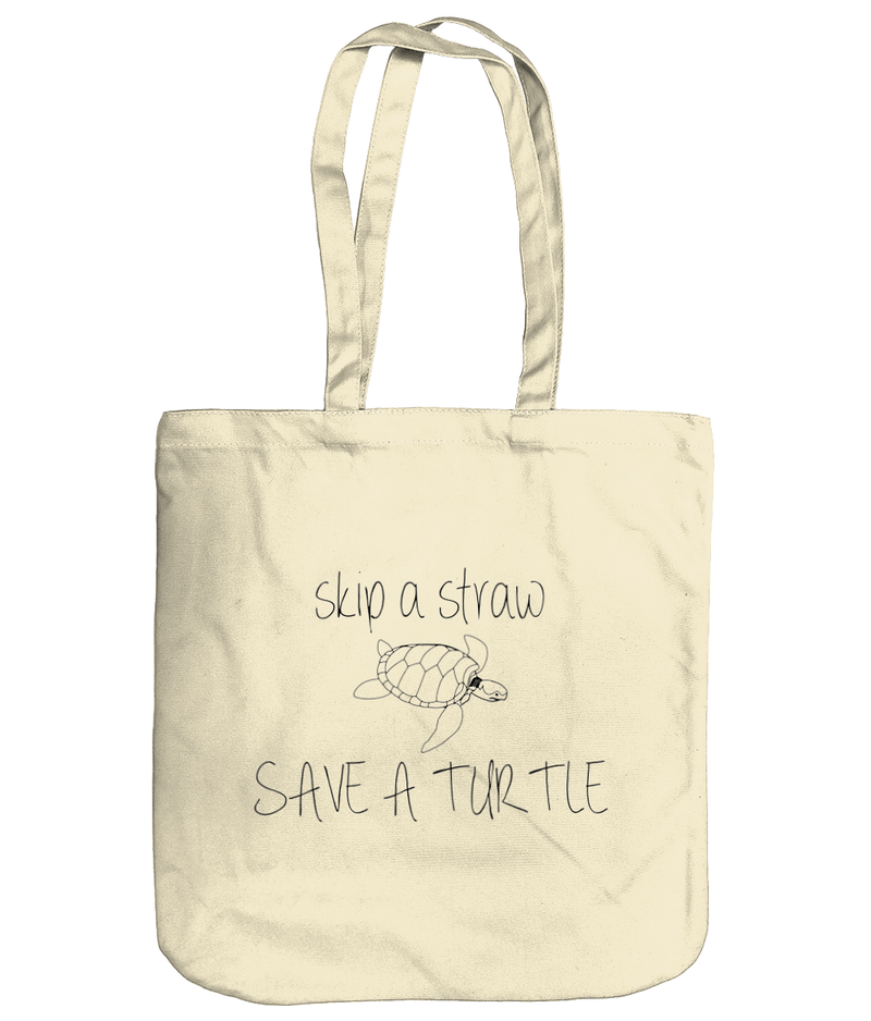 Tote Bag - Skip A Straw, Save A Turtle - Natural 1
