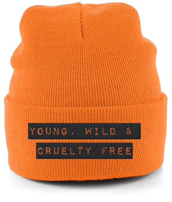 Beanie Unisex - Young, Wild & Cruelty-Free - Oranje 1