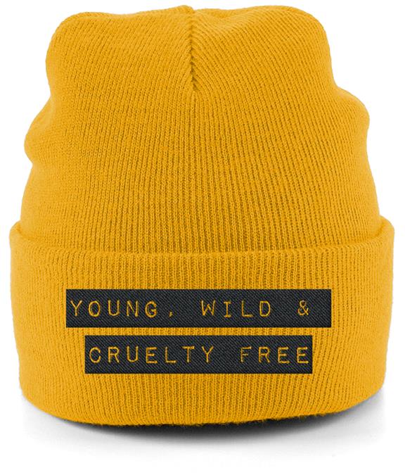  Beanie Unisex - Young, Wild & Cruelty-Free - Mustard 1