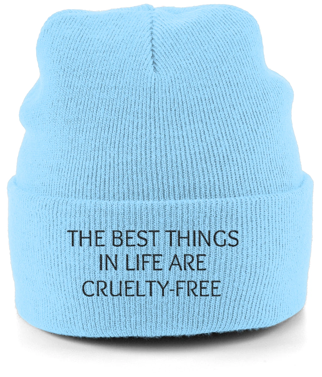 Beanie Unisex The Best Things In Life Are Cruelty-Free - Sky 1