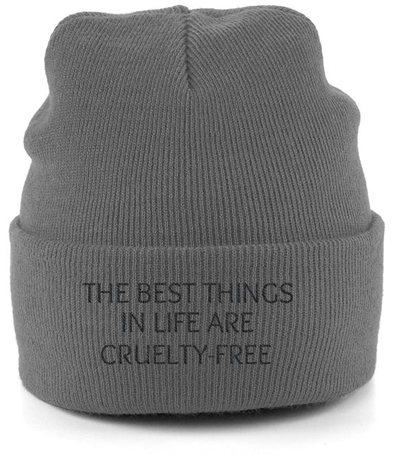 Beanie Unisex The Best Things In Life Are Cruelty-Free - Graphite Grey 1