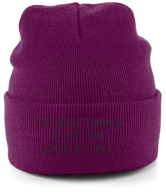 Beanie Unisex The Best Things In Life Are Cruelty-Free - Burgundy 1
