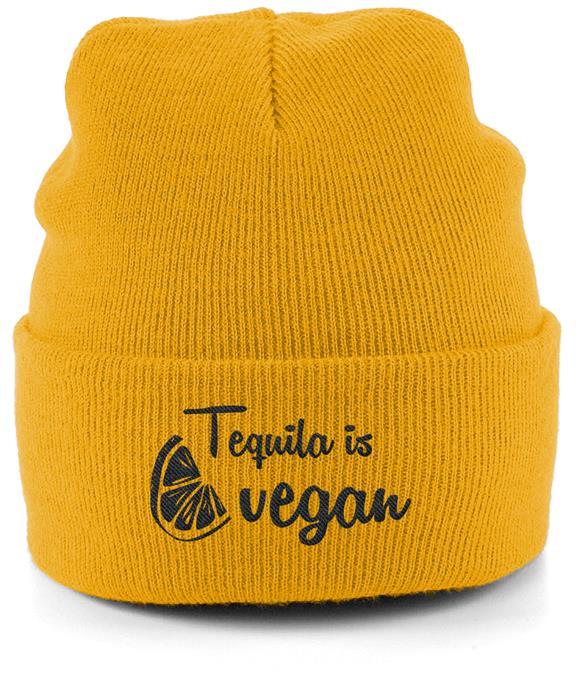 Beanie Unisex Tequila Is Vegan – Mustard 1
