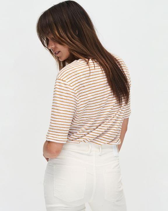 T-Shirt Olivia Striped White & Inca Desert Oranje 4