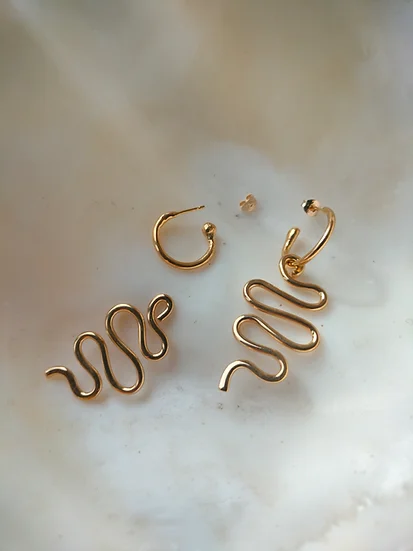 Snake Earrings Gold Vermeil 2