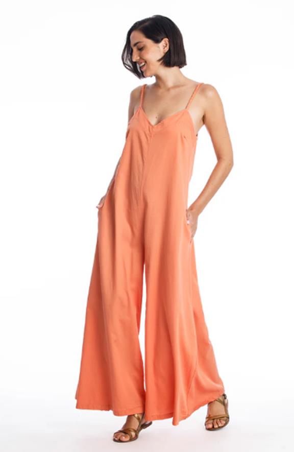 Jumpsuit Chiara Satin Apricot via Shop Like You Give a Damn