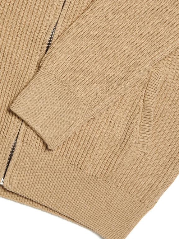 Cardigan Full Zip Knitted Tan 3